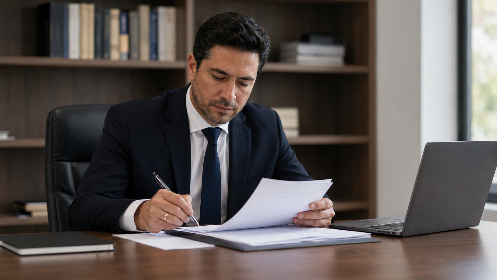 Abogado tributario revisando el recurso contra una liquidación oficial de revisión de la DIAN.
