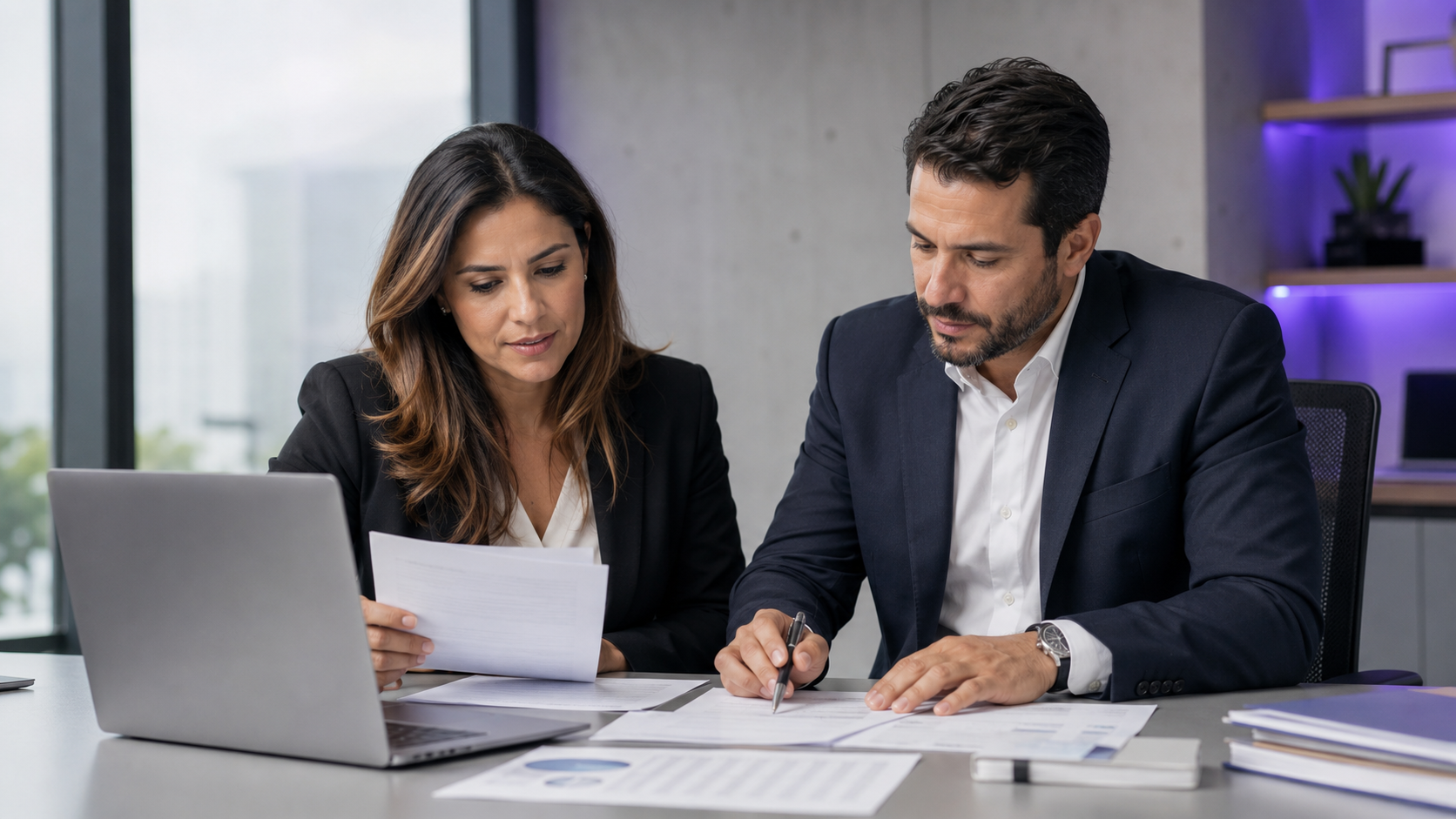 Equipo jurídico y contable conciliando cifras y organizando pruebas para responder un requerimiento de la DIAN.