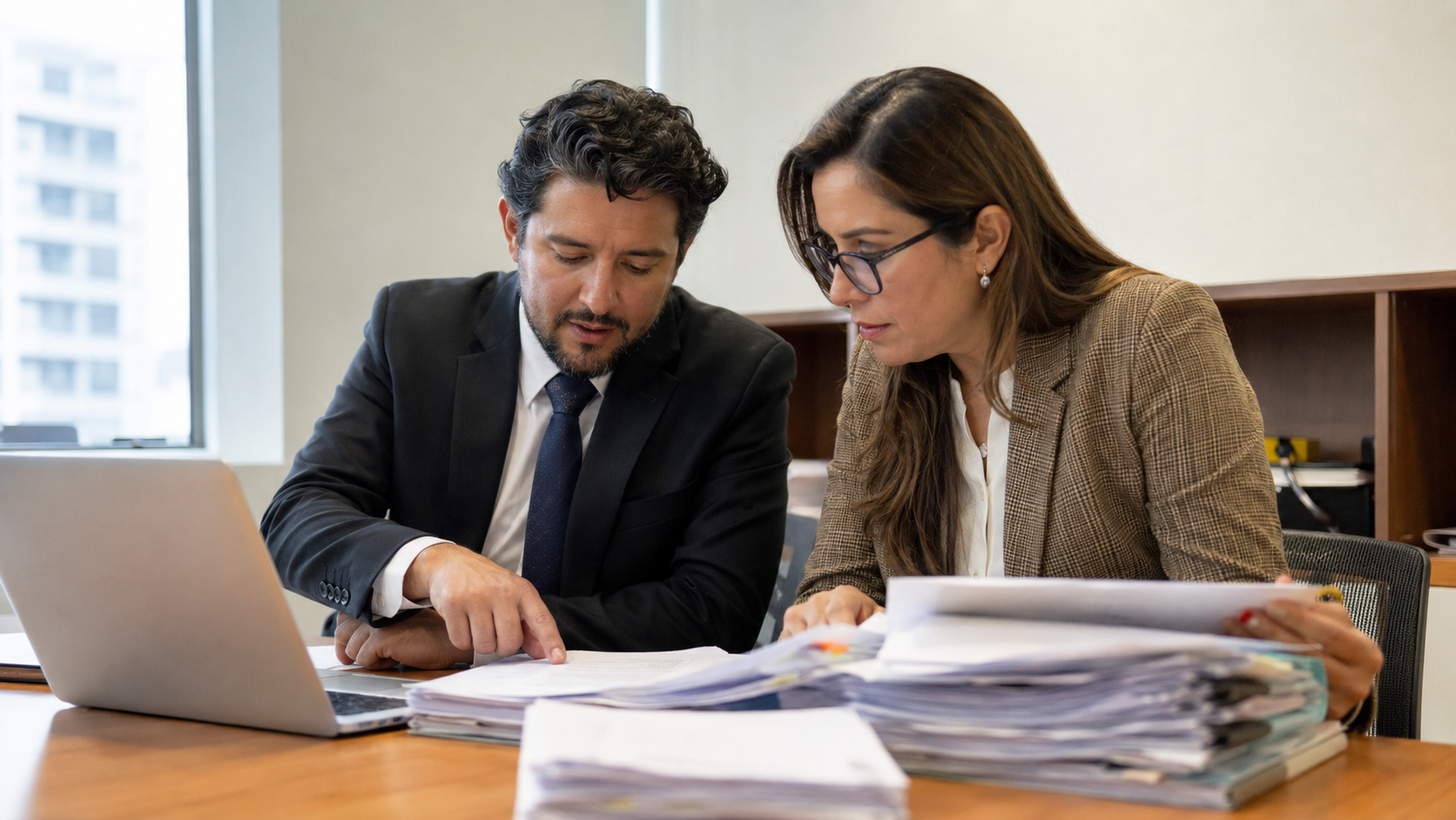 Equipo jurídico y contable revisando anexos antes de responder un requerimiento de la DIAN.