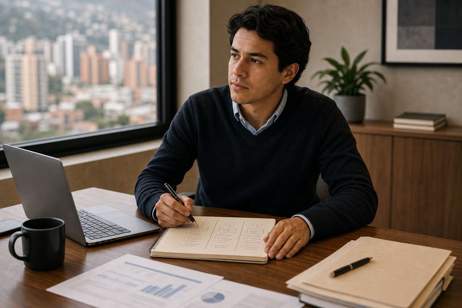 Empresario comparando tipos de sociedades en Colombia entre SAS, SA y LTDA